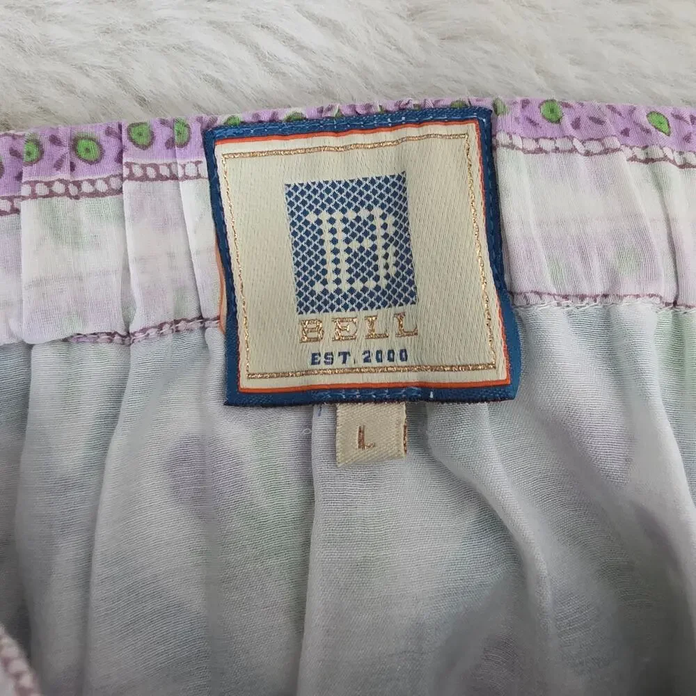 Alicia Bell Sutton Turquoise Purple Floral Silk Blend Tiered Maxi Skirt - Picture 11 of 12